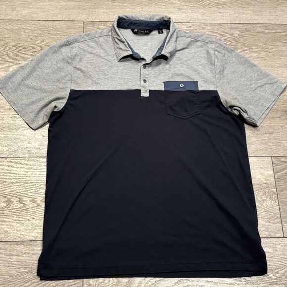 Travis Mathew Polo Shirt Mens Large Gray Black Pocket Golf Casual Athletic - Picture 1 of 6
